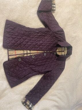 Classic Quilted Burberry Brit Jacket in Deep Plum